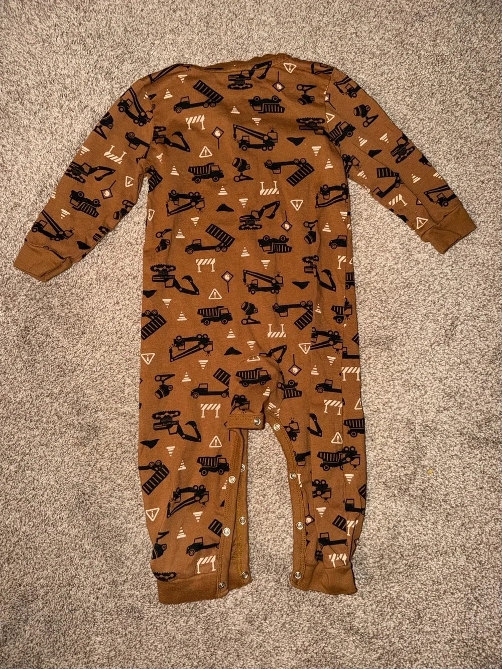 Carhartt Brown Construction-Print Toddler One-Piece